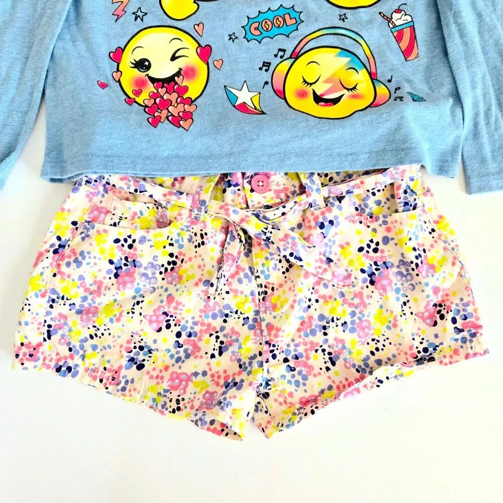 SET of CHILDREN PLACE & PIAZZA ITALIA Tee Shirt & Shorts Bundle Girl Size 7/8 M - Picture 3 of 7